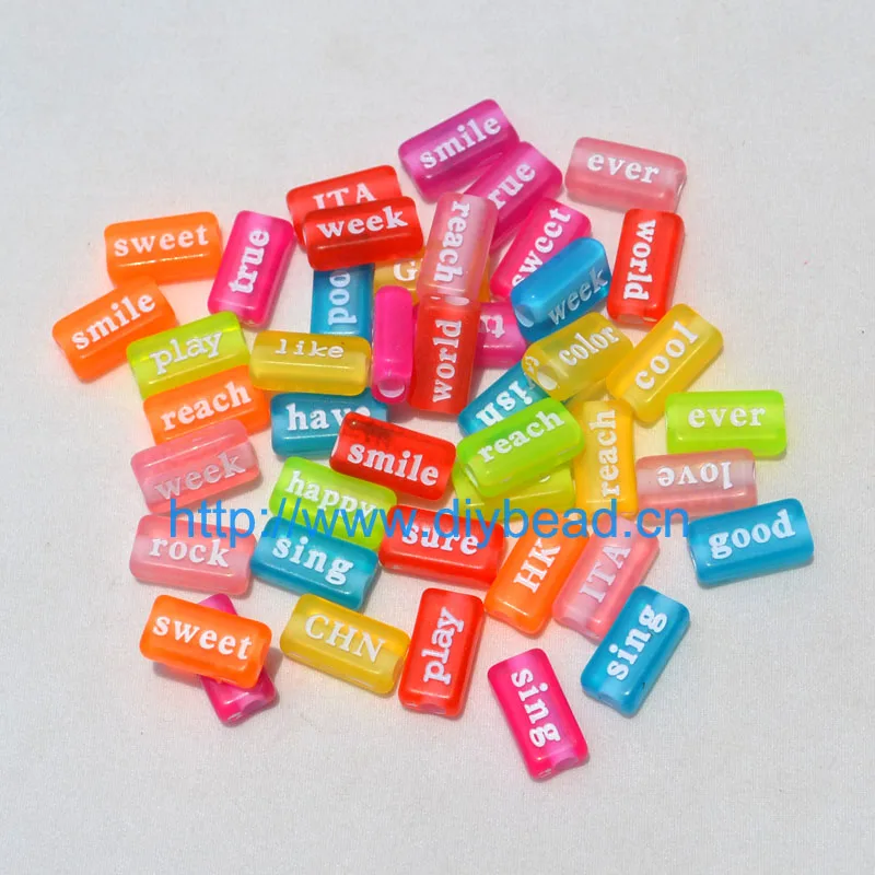 100pcs DIY Fashion Jewelry Accessory Bracelet Department Words Transparent Acrylic Beads 15*7MM Rectangle Mix Color Letter Beads
100pcs DIY Fashion Jewelry Accessory Bracelet Department Words Transparent Acrylic Beads 15*7MM Rectangle Mix Color Letter Beads