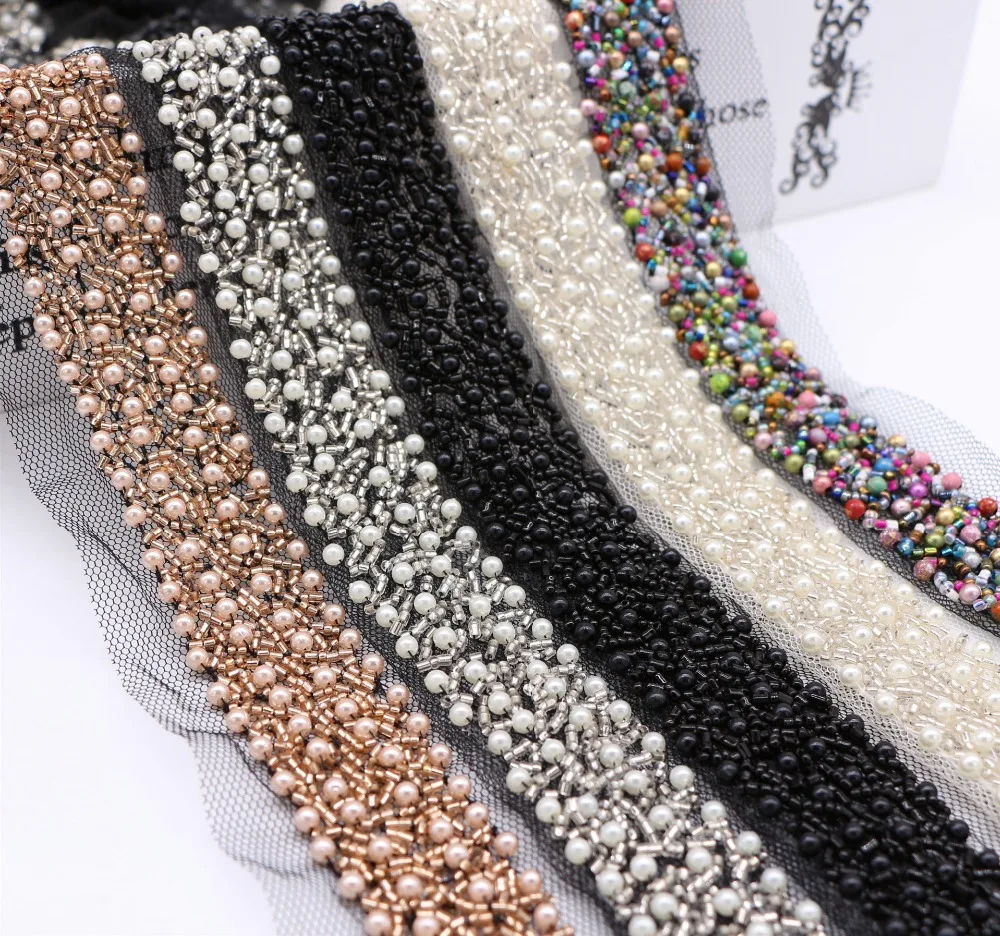 4Yards Champagne Beading Pearl Trims Beaded Ribbon For Sewing Clothing Collar Headdress Accessories Black Mesh Lace Decoration
4Yards Champagne Beading Pearl Trims Beaded Ribbon For Sewing Clothing Collar Headdress Accessories Black Mesh Lace Decoration