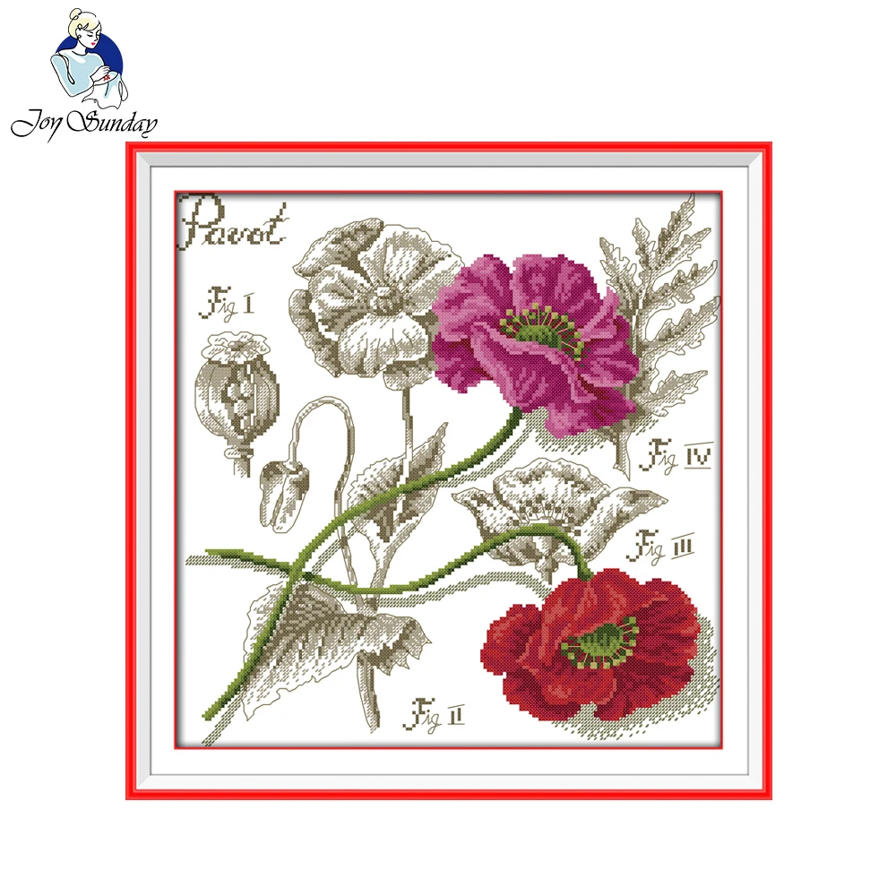 Joy Sunday Poppy Cross Stitch Kit Flowers Counted Printed 14CT 11CT Embroidery DIY Handmade Needlework Craft Cotton Cross-stitch
Joy Sunday Poppy Cross Stitch Kit Flowers Counted Printed 14CT 11CT Embroidery DIY Handmade Needlework Craft Cotton Cross-stitch