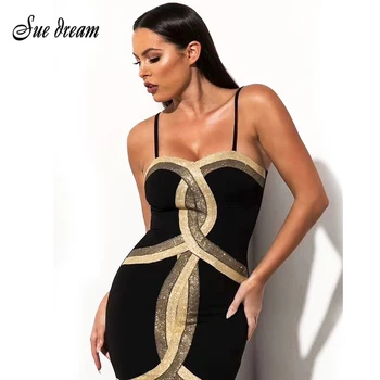 2020 Summer New Women's Bandage Dress Black Sexy Sleeveless V-neck Spaghetti Stitching Stripe Club Party Bodycon Mini Dress
2020 Summer New Women's Bandage Dress Black Sexy Sleeveless V-neck Spaghetti Stitching Stripe Club Party Bodycon Mini Dress