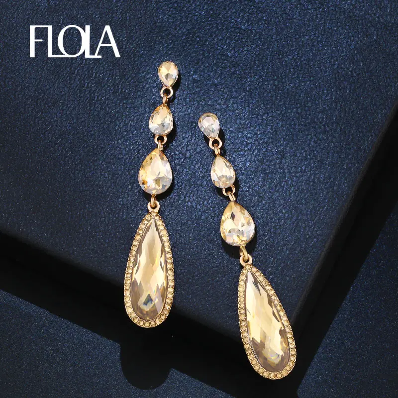 FLOLA Statement Wedding Gold Earrings for Bridals Crystal Teardrop Long Hanging Earrings 2018 Fashion Jewelry Brincos ersm56
FLOLA Statement Wedding Gold Earrings for Bridals Crystal Teardrop Long Hanging Earrings 2018 Fashion Jewelry Brincos ersm56