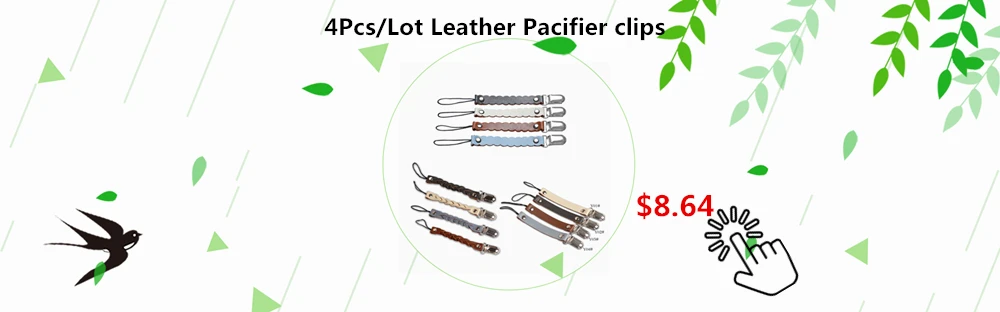 4Pcs Leather pacifier clips