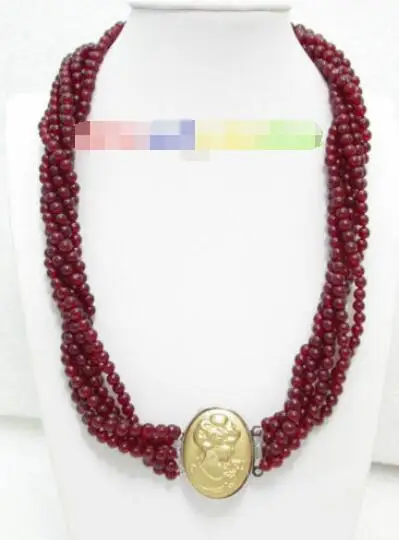 Free Shipping >>beautiful 18" 6strands 4mm round red jade necklace CAMEO CLASP J8135
Free Shipping >>beautiful 18" 6strands 4mm round red jade necklace CAMEO CLASP J8135
