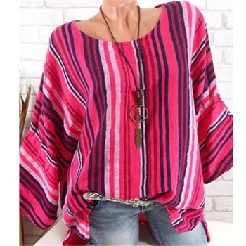 Lady Plus Size Shirts Spring Summer Blouses Tunic Large Size Women Tops Stripe Printed Cotton Linen Shirt Casual White Blue Top
Lady Plus Size Shirts Spring Summer Blouses Tunic Large Size Women Tops Stripe Printed Cotton Linen Shirt Casual White Blue Top