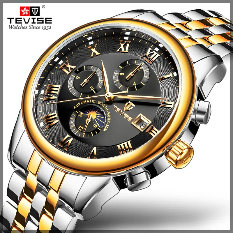 TEVISE 2019 business watch men Automatic calendar clock men Moon Phase waterproof Mechanical watch top brand relogio masculino
TEVISE 2019 business watch men Automatic calendar clock men Moon Phase waterproof Mechanical watch top brand relogio masculino
