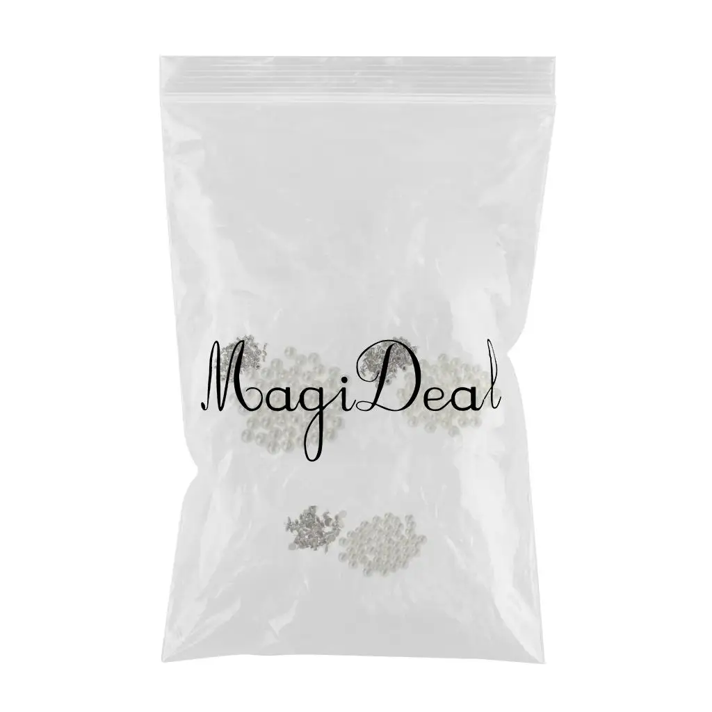 150Pcs White Pearls Rivets Studs Buttons for Bag Jeans Shoes Clothes DIY Crafts 6mm 8mm 12mm