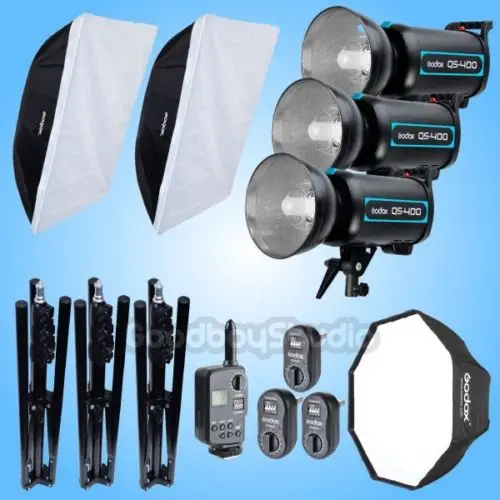 Godox 3X QS-400 1200W Studio Flash Strobe + 185cm Light Stand + 120cm & 80 x 120cm Softbox Bowens Mount + FT-16 Trigger Kit
Godox 3X QS-400 1200W Studio Flash Strobe + 185cm Light Stand + 120cm & 80 x 120cm Softbox Bowens Mount + FT-16 Trigger Kit