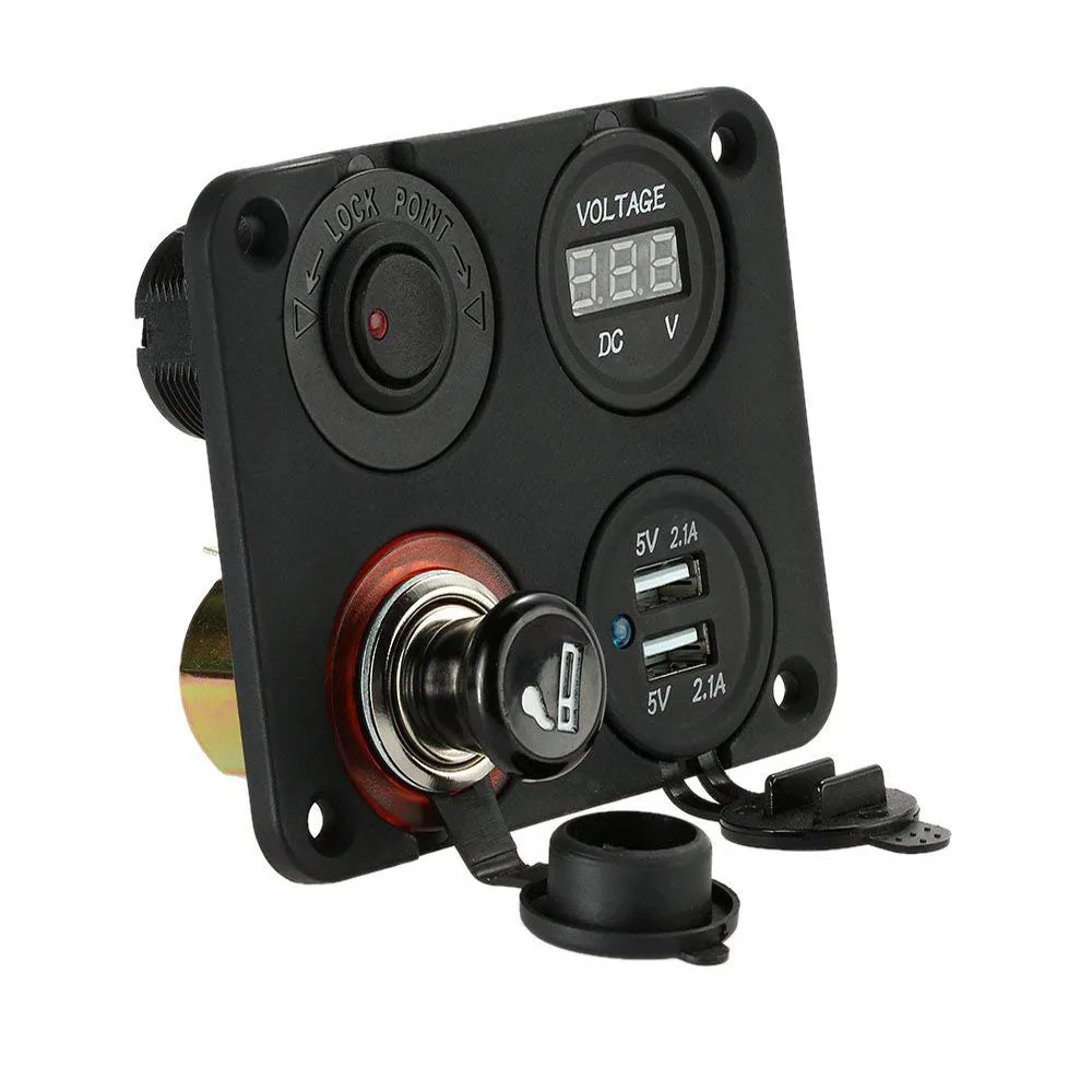 Led Switch Panel Dual USB Charger Port 4.2A+ Digital Voltmeter +Cigarette Lighter Socket 12V Switch Panel for Car Boat
Led Switch Panel Dual USB Charger Port 4.2A+ Digital Voltmeter +Cigarette Lighter Socket 12V Switch Panel for Car Boat