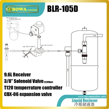 6L receiver with injection kit is fixed into the suction line when a compressor runs with capacity regulation by hot gas bypass
6L receiver with injection kit is fixed into the suction line when a compressor runs with capacity regulation by hot gas bypass