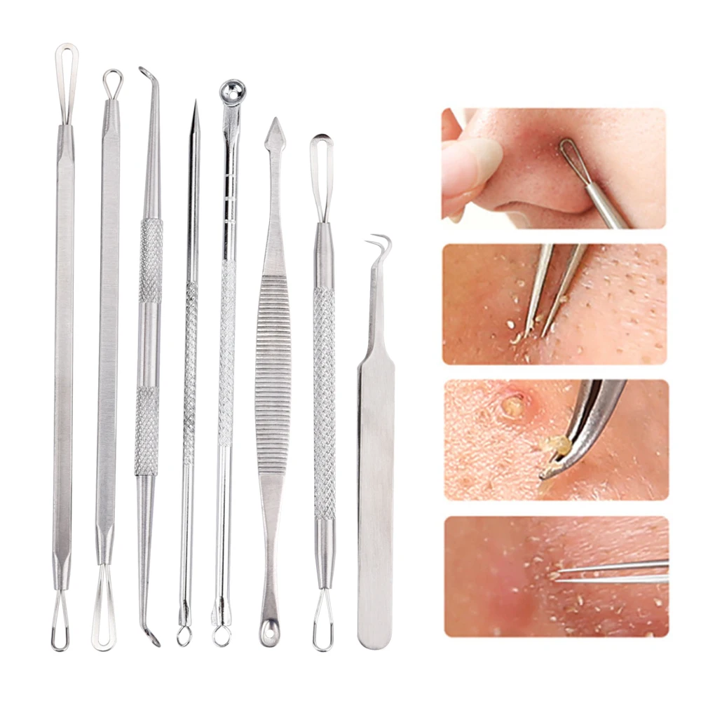 8 Pcs/Set Stainless Steel Blackhead Remover Tool Kit Professional Acne Pore Cleaner Pimple Blemish Extractor Makeup Beauty Tool
8 Pcs/Set Stainless Steel Blackhead Remover Tool Kit Professional Acne Pore Cleaner Pimple Blemish Extractor Makeup Beauty Tool