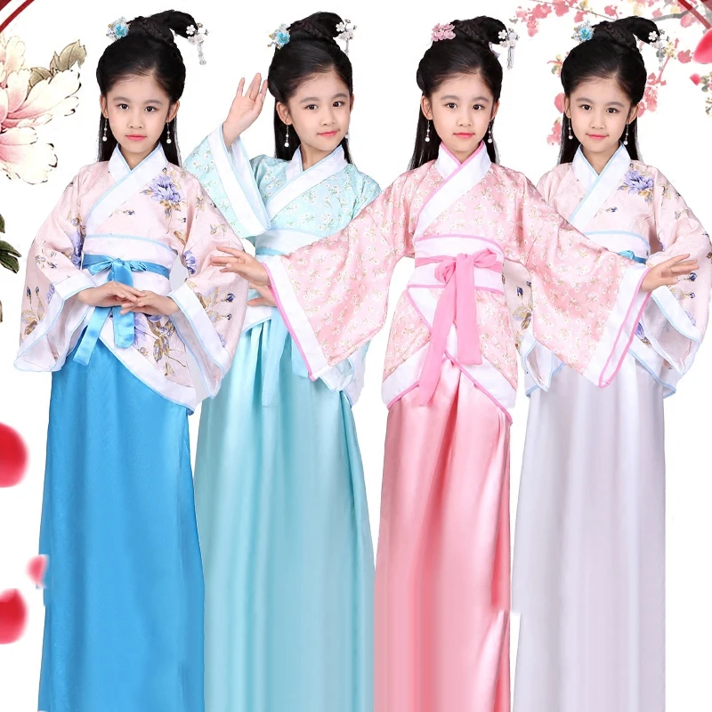 Фото Traditional Chinese Dance Costumes For Girls Ancient Opera Tang Dynasty Han Ming Hanfu Dress Kids Folk Clothing Children DN2574 |
