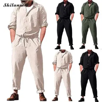 Plus Size 3XL Long Sleeve Jumpsuits Men Button Pockets Overalls 2019 Summer Working Joggers Pants Solid Casual Male Playsuits
Plus Size 3XL Long Sleeve Jumpsuits Men Button Pockets Overalls 2019 Summer Working Joggers Pants Solid Casual Male Playsuits