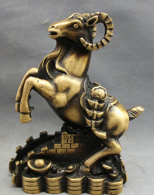 S3508 8" Folk Chinese Bronze Wealth Up Sheep Goat On Great Wall YuanBao Coin Statue D0317
S3508 8" Folk Chinese Bronze Wealth Up Sheep Goat On Great Wall YuanBao Coin Statue D0317