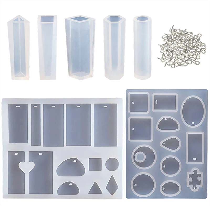 2 Pack Jewelry Casting Molds & 5 Styles Pendant Making Silicone Mold For Diy Jewelry Craft Making, Come With 50 Pcs Screw Eye
2 Pack Jewelry Casting Molds & 5 Styles Pendant Making Silicone Mold For Diy Jewelry Craft Making, Come With 50 Pcs Screw Eye