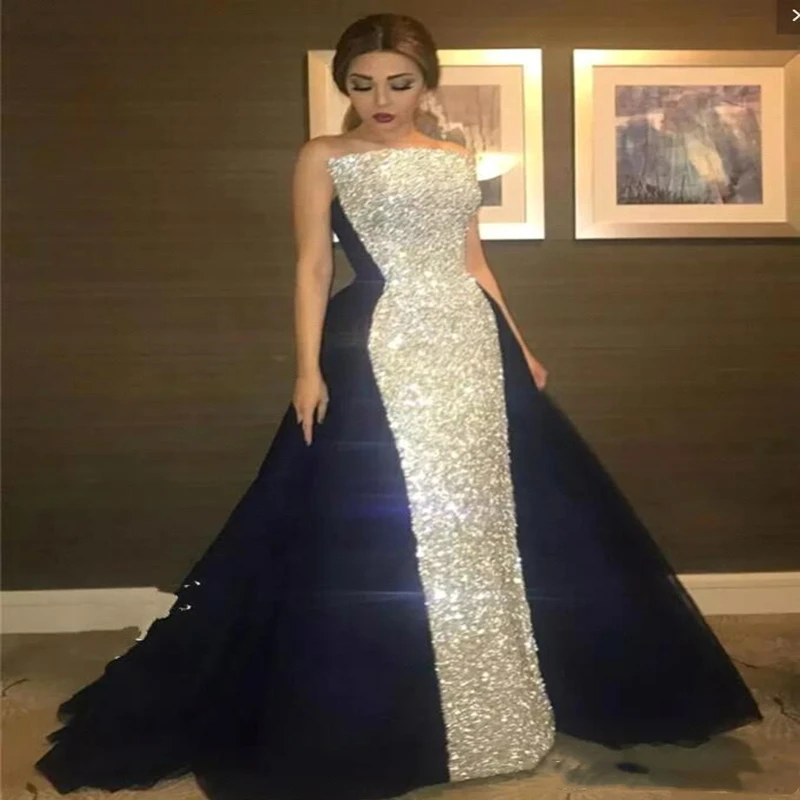 2019 Sparkly Sequins Prom Dresses Navy Long Sweep Train Formal Evening Party Wear Gowns Plus Size Pageant Dresses
2019 Sparkly Sequins Prom Dresses Navy Long Sweep Train Formal Evening Party Wear Gowns Plus Size Pageant Dresses