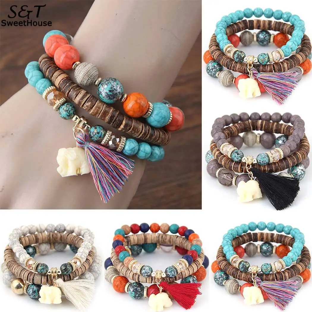 Bracelets Women Fashion Wood Beads Bracelets Boho Small Elephant Charm New Set Vintage Style Jewelry
Bracelets Women Fashion Wood Beads Bracelets Boho Small Elephant Charm New Set Vintage Style Jewelry