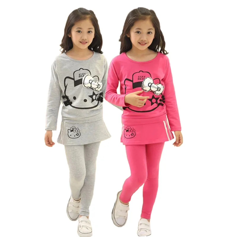 Girl Clothes Two-piece Cartoon Print Long-sleeved T-shirt Culottes Bow Decoration 3-13 Y Child Quality Clothing 2019 Hot Sale
Girl Clothes Two-piece Cartoon Print Long-sleeved T-shirt Culottes Bow Decoration 3-13 Y Child Quality Clothing 2019 Hot Sale