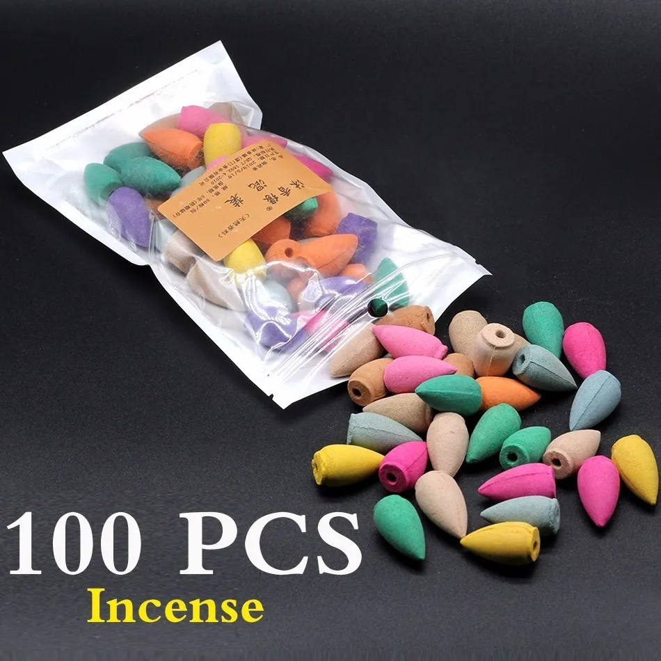 100 pcs Backflow Incense Burner With Tray Colorful Fragrance Scent Tower Incense Mixed Scent Aromatherapy Fresh Air Aroma Spice
100 pcs Backflow Incense Burner With Tray Colorful Fragrance Scent Tower Incense Mixed Scent Aromatherapy Fresh Air Aroma Spice