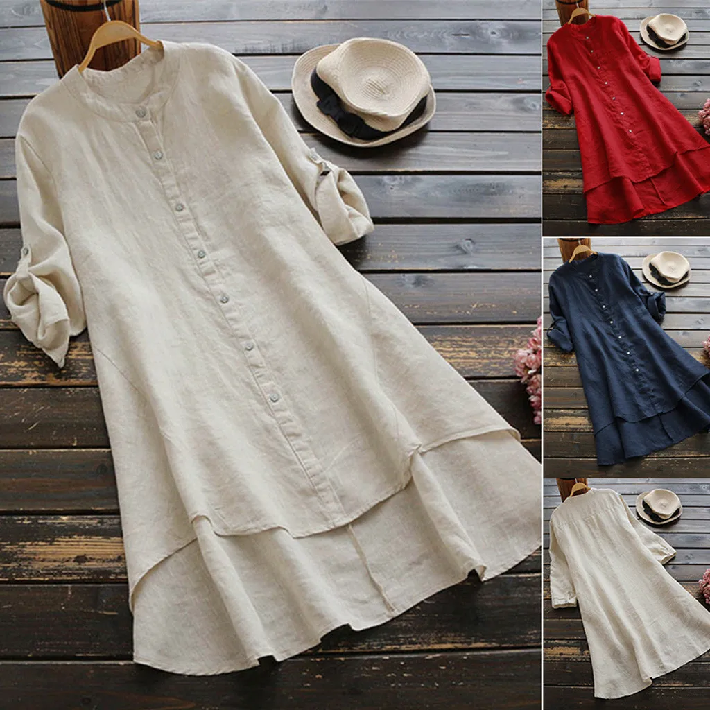 Women'S Tunics Women's Shirt Women Casual Loose Linen Soild Button Long Sleeve Long Shirt Blouse Tops Roupas Feminina
Women'S Tunics Women's Shirt Women Casual Loose Linen Soild Button Long Sleeve Long Shirt Blouse Tops Roupas Feminina