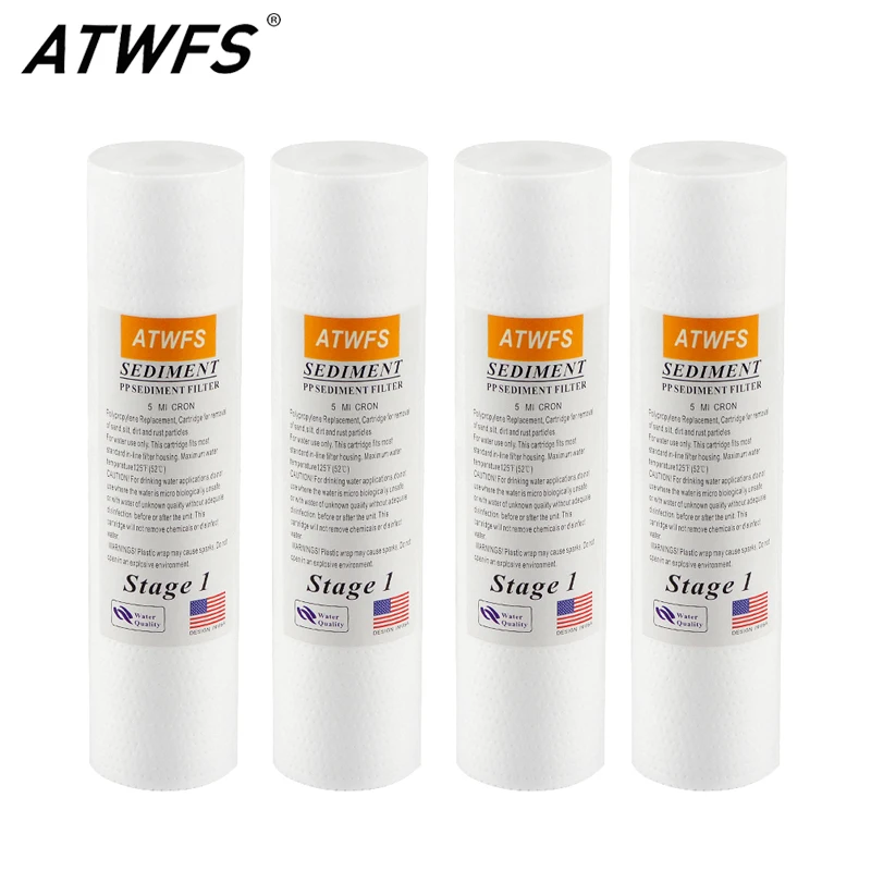 ATWFS PP 5 Micron 10 inch Water Filter Cartridge Reverse Osmosis Sediment Filter Replacement 4pcs
ATWFS PP 5 Micron 10 inch Water Filter Cartridge Reverse Osmosis Sediment Filter Replacement 4pcs