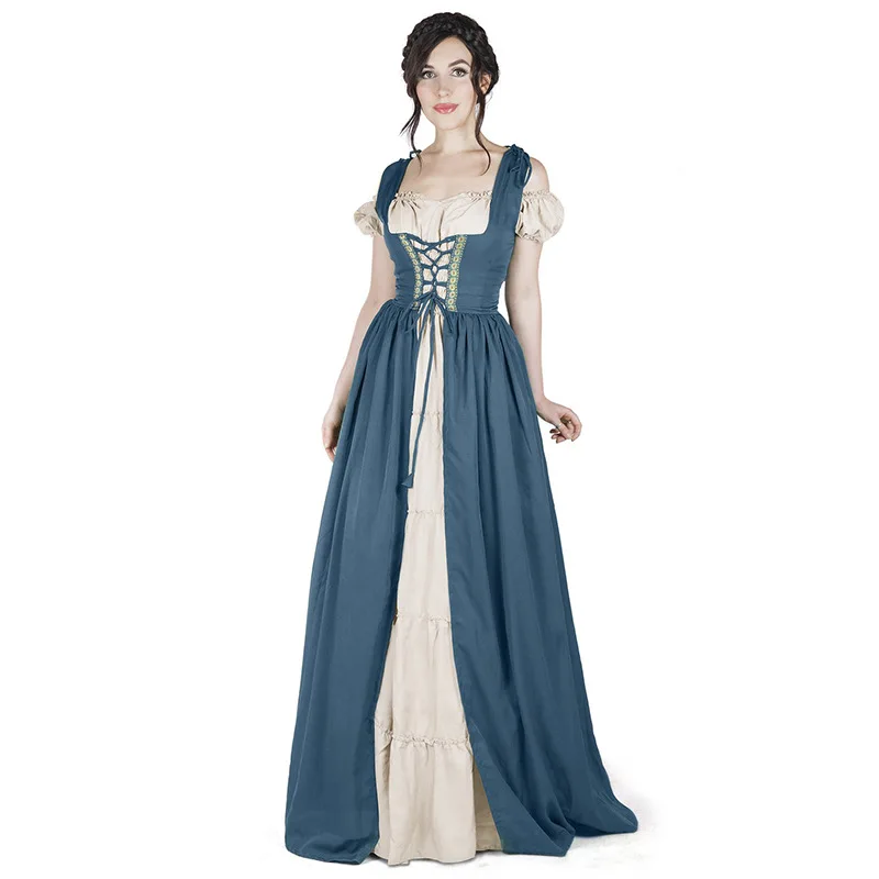 Womens Renaissance Medieval Costume Dress Vintage Patchwork Bandage Dress Lace Up Irish Over Long Dresses Cosplay Retro Gown
Womens Renaissance Medieval Costume Dress Vintage Patchwork Bandage Dress Lace Up Irish Over Long Dresses Cosplay Retro Gown