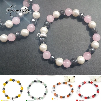 Thomas Style Pearl, Rose Pink Quartz, Hematite Beads Bracelet with a Branded Charm Carrier, Bijoux Jewelry Gift For Women TS 069
Thomas Style Pearl, Rose Pink Quartz, Hematite Beads Bracelet with a Branded Charm Carrier, Bijoux Jewelry Gift For Women TS 069