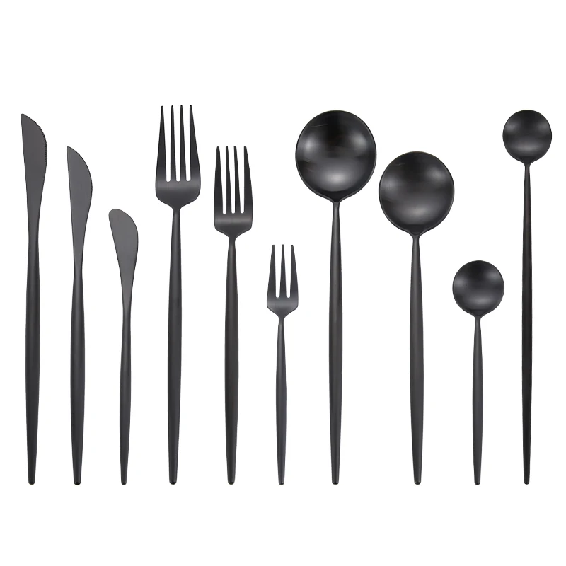 Black Cutlery Set Stainless Steel Forks Spoons Knives Silverware Korean Kitchen Chopstick Dinnerware Tableware Set Drop Shipping
Black Cutlery Set Stainless Steel Forks Spoons Knives Silverware Korean Kitchen Chopstick Dinnerware Tableware Set Drop Shipping
