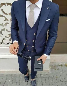 Custom Made Navy 3 piece Men's Blazer Suit for Wedding Slim fit Business Office Groom Party Jacket Men Suit with Pants Vest
Custom Made Navy 3 piece Men's Blazer Suit for Wedding Slim fit Business Office Groom Party Jacket Men Suit with Pants Vest