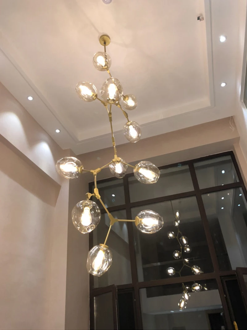 Nordic Modern Glass Lampshape Creative Chandelier Light Vertical Black Gold Body Stair Chandeliers Multi Heads For Choose
Nordic Modern Glass Lampshape Creative Chandelier Light Vertical Black Gold Body Stair Chandeliers Multi Heads For Choose