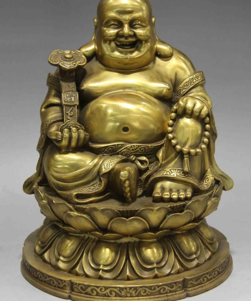 China Folk Brass Copper Ride lotus flower RuYi Maitreya Rohan Monk Buddha Statue
China Folk Brass Copper Ride lotus flower RuYi Maitreya Rohan Monk Buddha Statue