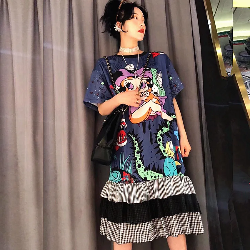 Streetwear Women Summer Cartoon Cute Long Dresses Ruffles Cool Dresses Layers Short Sleeve Party Young Ladies Dress NZ42
Streetwear Women Summer Cartoon Cute Long Dresses Ruffles Cool Dresses Layers Short Sleeve Party Young Ladies Dress NZ42