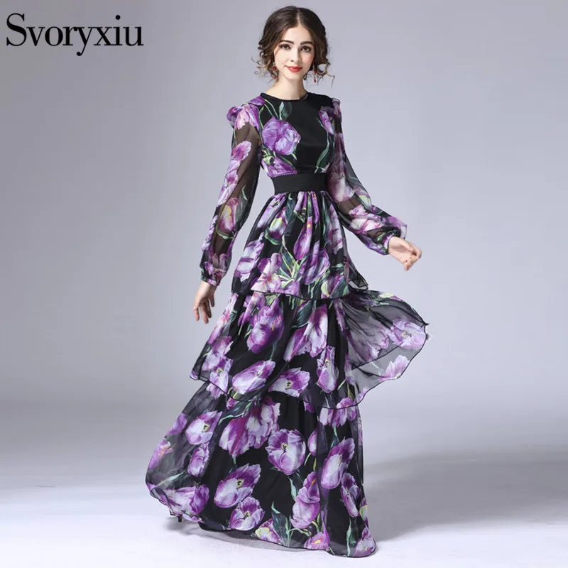 Svoryxiu New 2019 Runway Maxi Women's Dress Flower Floral Print Cascading Ruffle Elegant Vintage Long Dresses
Svoryxiu New 2019 Runway Maxi Women's Dress Flower Floral Print Cascading Ruffle Elegant Vintage Long Dresses