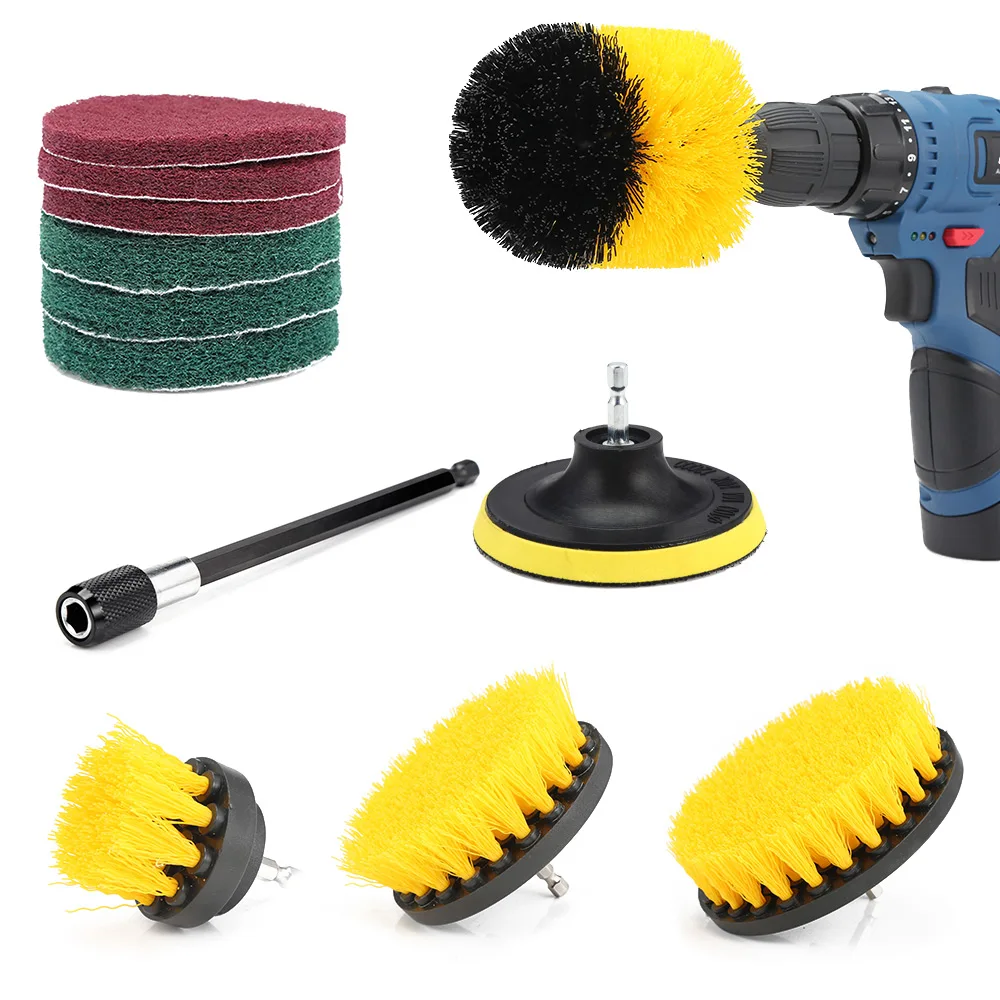12pcs Drill Brush Scouring Pad Extension Rod Backing Pad Bathroom Kitchen Floors Toilets Tire Gaps Table Tops Brush Cleaning
12pcs Drill Brush Scouring Pad Extension Rod Backing Pad Bathroom Kitchen Floors Toilets Tire Gaps Table Tops Brush Cleaning