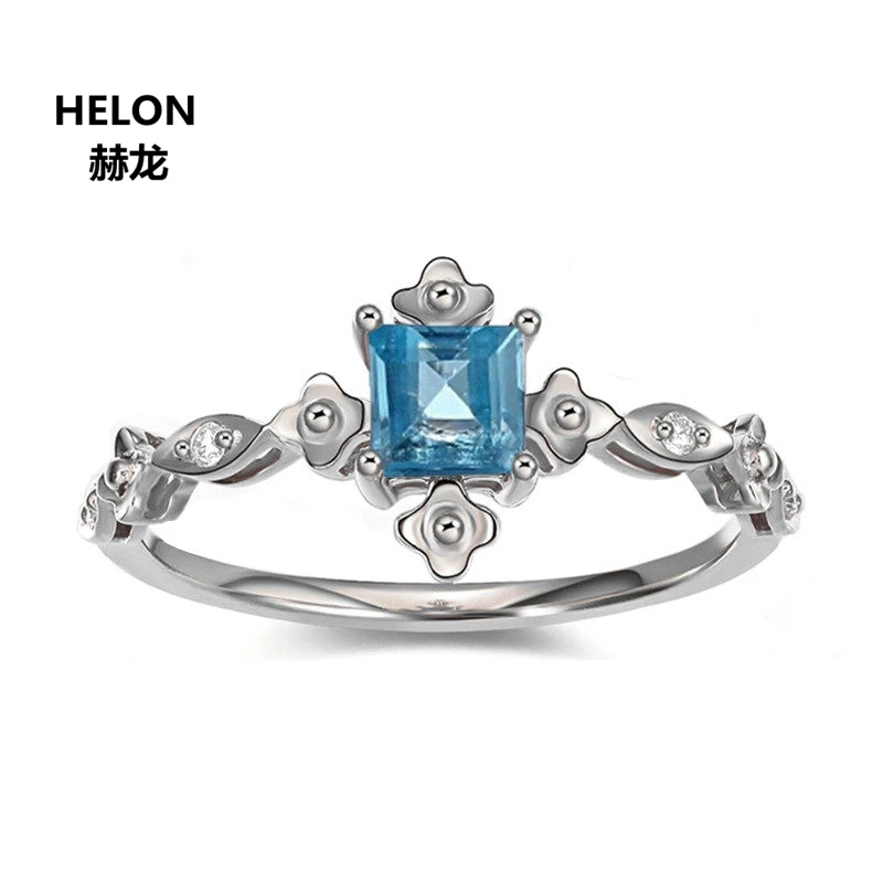 Solid 14k White Gold Women Engagement Wedding Ring Flower 4x4mm Sky Blue Topaz Natural Diamonds Ring
Solid 14k White Gold Women Engagement Wedding Ring Flower 4x4mm Sky Blue Topaz Natural Diamonds Ring