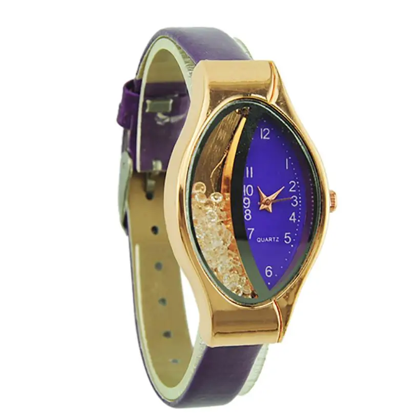 

2018 Luxry Women's Watches Semilunar Flow Sand Type Ellipse Woman Fine Strap Small Dial Wristwatch Watch Gift reloj mujer A2