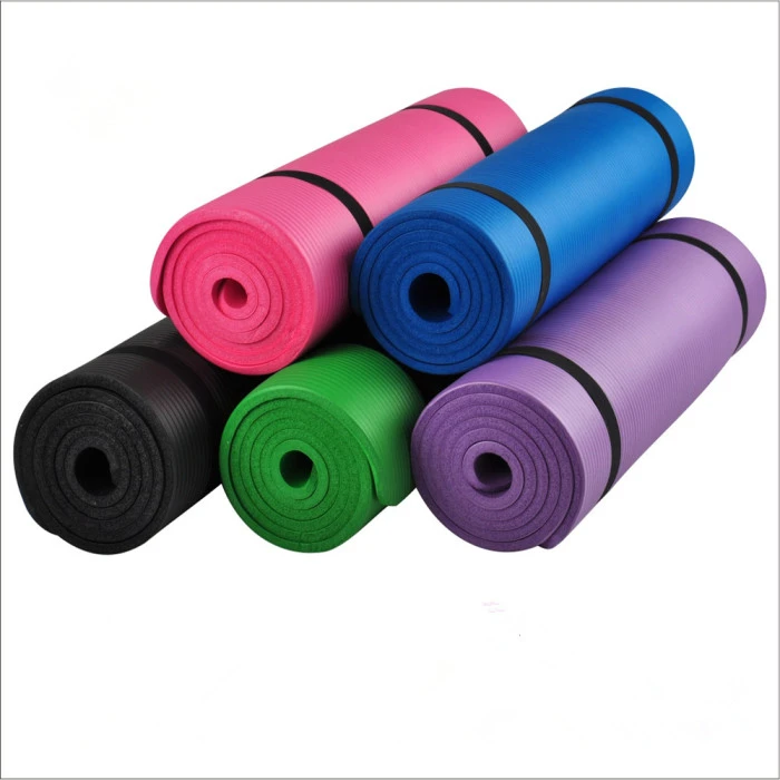 10mm Thick NBR Pure Color Anti-skid Yoga Mat 183x61x1cm Black (5)