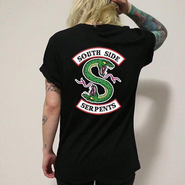 Black Women Southside Serpents T-shirt Riverdale Plus Size Vintage T shirt Female Print South Side Serpent Tee Shirts Harajuku
Black Women Southside Serpents T-shirt Riverdale Plus Size Vintage T shirt Female Print South Side Serpent Tee Shirts Harajuku