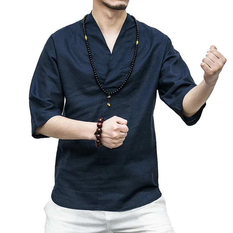 Adisputent 2019 Summer Men's Retro Style Cotton And Linen Shirt V-Neck Chinese Style Three Quarter Sleeve Clothes Solid Tops
Adisputent 2019 Summer Men's Retro Style Cotton And Linen Shirt V-Neck Chinese Style Three Quarter Sleeve Clothes Solid Tops