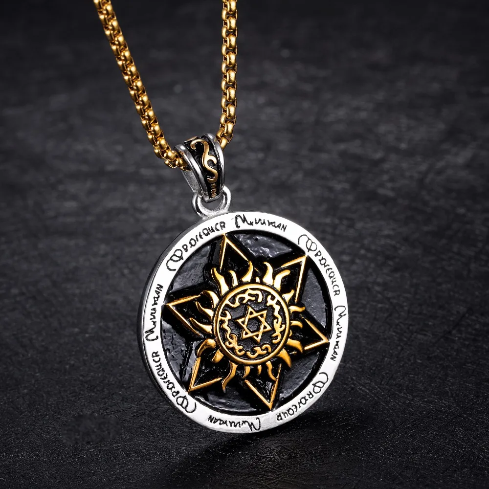 Magen David Seal Cool Punk Pendant Necklace Horus Star of David Hexagram Vintage Carving Stainless Steel Necklace Men Gift Cool
Magen David Seal Cool Punk Pendant Necklace Horus Star of David Hexagram Vintage Carving Stainless Steel Necklace Men Gift Cool