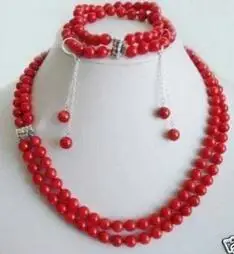 Charming 2Rows Genuine Red Coral Beads Necklace Set Fashion Natural style jewelry brincos
Charming 2Rows Genuine Red Coral Beads Necklace Set Fashion Natural style jewelry brincos