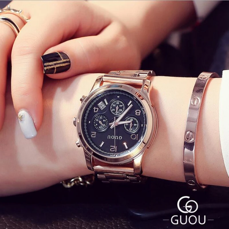 GUOU Watch Women Luxury Rose Gold Ladies Watch Auto Date Full Steel Quartz Watch Wristwatch fashion reloj mujer relogio feminino
GUOU Watch Women Luxury Rose Gold Ladies Watch Auto Date Full Steel Quartz Watch Wristwatch fashion reloj mujer relogio feminino