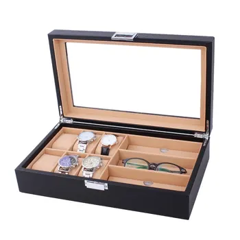 OUTAD 6/8 Grids PU Leather/Carbon Fiber Watch Box Sunglasses Organizer Jewelry Collection Glasses Watch Display Holder Case
OUTAD 6/8 Grids PU Leather/Carbon Fiber Watch Box Sunglasses Organizer Jewelry Collection Glasses Watch Display Holder Case