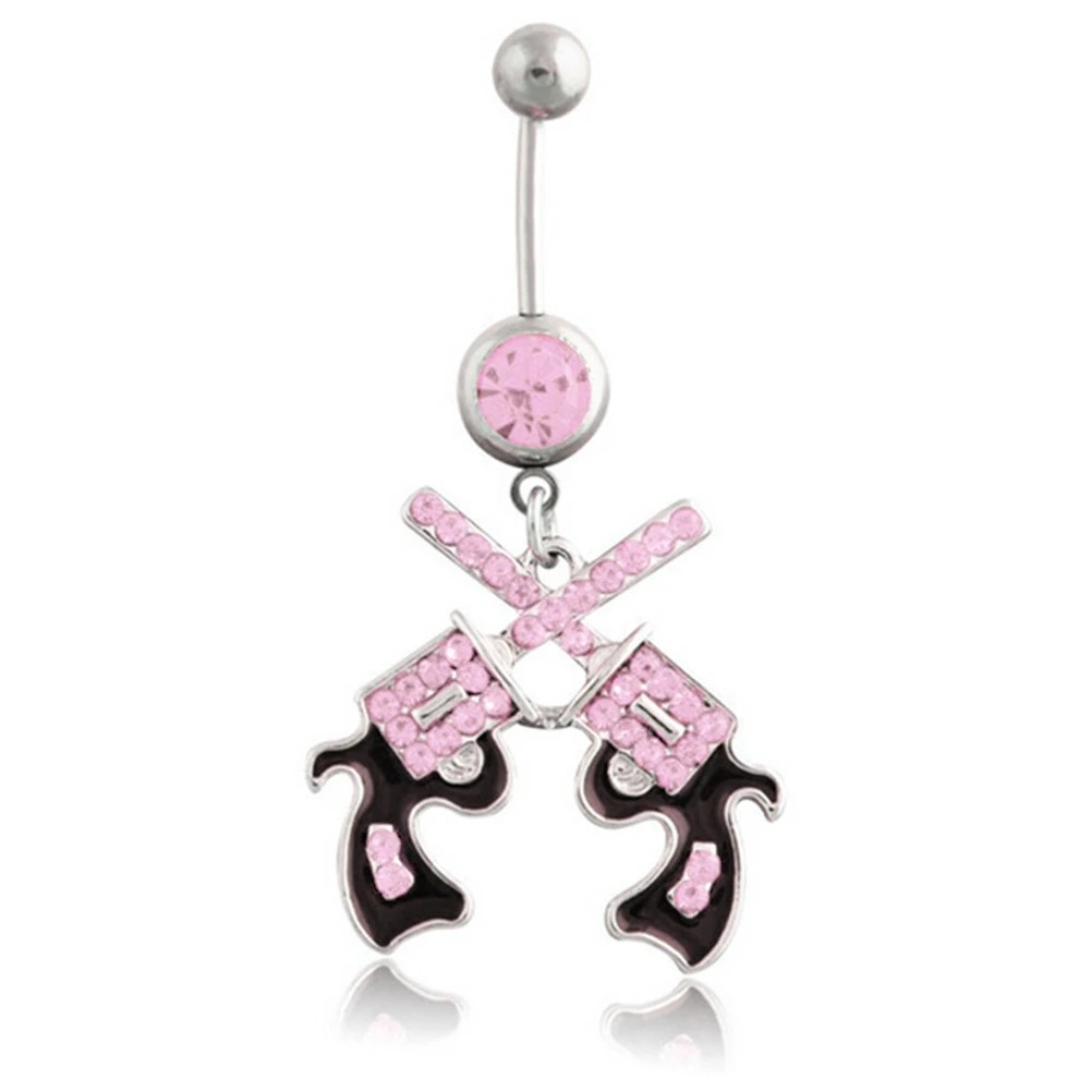Belly Button Ring 316L surgical Steel Barbell Dangle Double Rhinestone Gun For Men Navel Piercing Jewelry
Belly Button Ring 316L surgical Steel Barbell Dangle Double Rhinestone Gun For Men Navel Piercing Jewelry