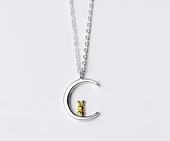 100% Real. 925 Sterling Silver Fine Jewelry Golden Bunny Rabbit sitting on the Crescent Moon Necklace Pendant GTLX1517 
100% Real. 925 Sterling Silver Fine Jewelry Golden Bunny Rabbit sitting on the Crescent Moon Necklace Pendant GTLX1517