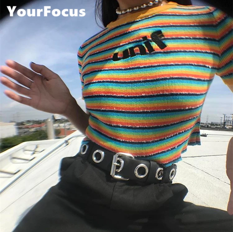 2018 summer punk harajuku kawaii vintage 90s old school unif style multicolor t-shirt tight knitted tops women and men
2018 summer punk harajuku kawaii vintage 90s old school unif style multicolor t-shirt tight knitted tops women and men