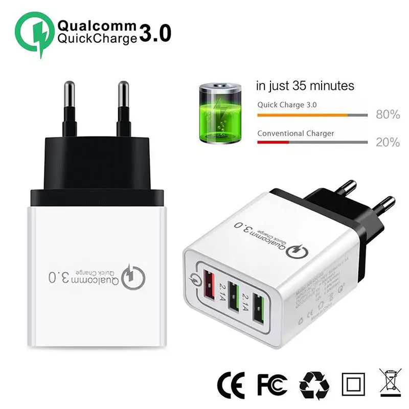 30W QC 3.0 Fast Quick Charger 3 Port USB Hub Wall Charger Adapter US EU Standard Plug r29
30W QC 3.0 Fast Quick Charger 3 Port USB Hub Wall Charger Adapter US EU Standard Plug r29