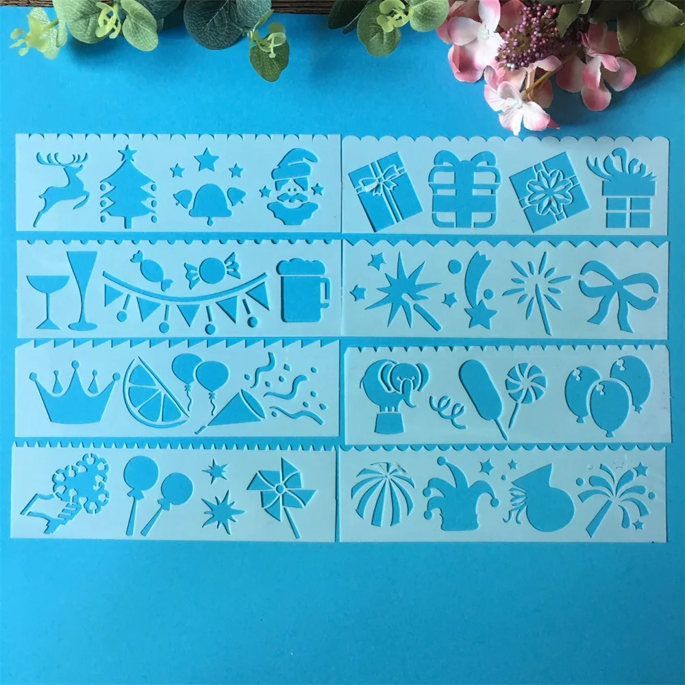 8Pcs/Pack 18.5*5.5cm Surprise Party DIY Layering Stencils Painting Scrapbook Coloring Embossing Album Decorative Template
8Pcs/Pack 18.5*5.5cm Surprise Party DIY Layering Stencils Painting Scrapbook Coloring Embossing Album Decorative Template