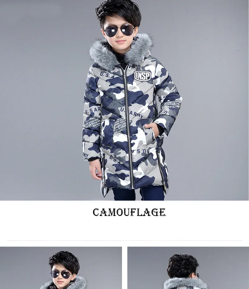 2017 fashion new winter jacket for boy kids thicken hooded fur collar down jacket children warm outerwear (7)