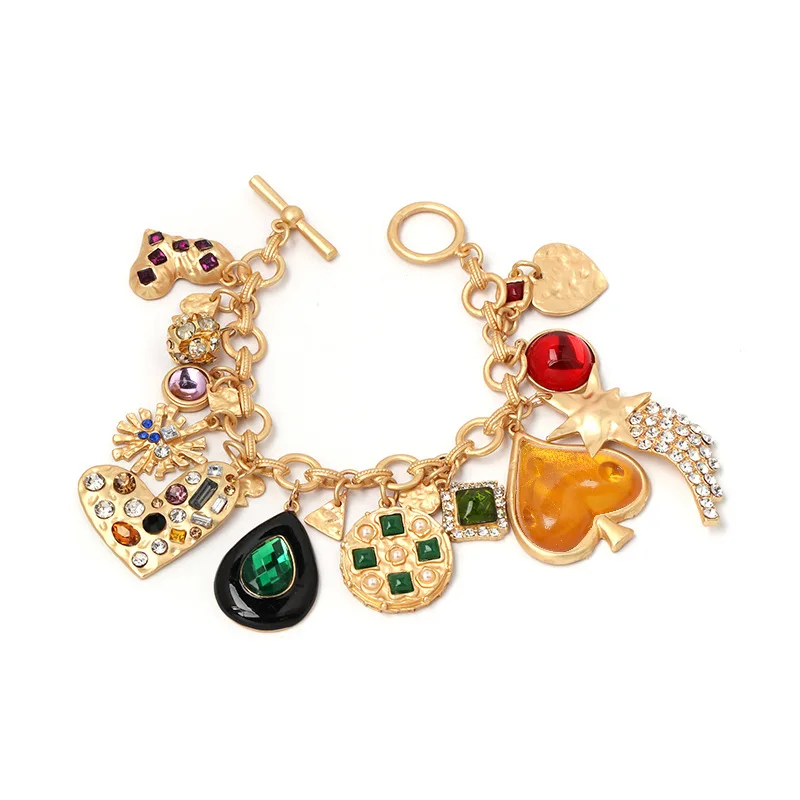 New Design Women Fashion Multicolors Rhinestone Gems Heart Pendant Hand Chain Jewelry Hot Sale Ladys' Trendy Bracelet
New Design Women Fashion Multicolors Rhinestone Gems Heart Pendant Hand Chain Jewelry Hot Sale Ladys' Trendy Bracelet