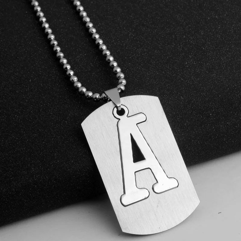 Titanium Stainless Steel Pendant 26 Letter Alphabet Dogtag Women Men Man DIY Necklace Charms Jewelry Pingente Ciondoli Pendentif
Titanium Stainless Steel Pendant 26 Letter Alphabet Dogtag Women Men Man DIY Necklace Charms Jewelry Pingente Ciondoli Pendentif